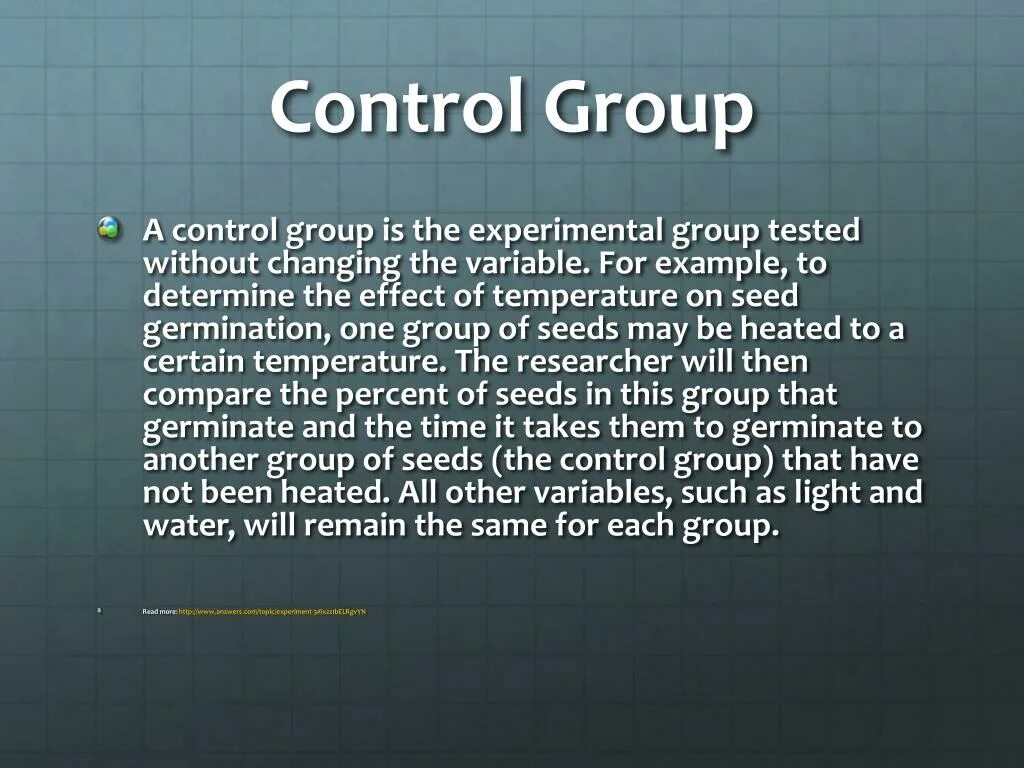 Control Group. Treatment and Control Group. Controlled research. Control vs controlling. Group definition