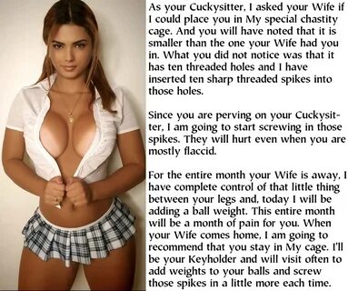 The special chastity cage was entirely your Cuckysitter's idea. She told your Wi