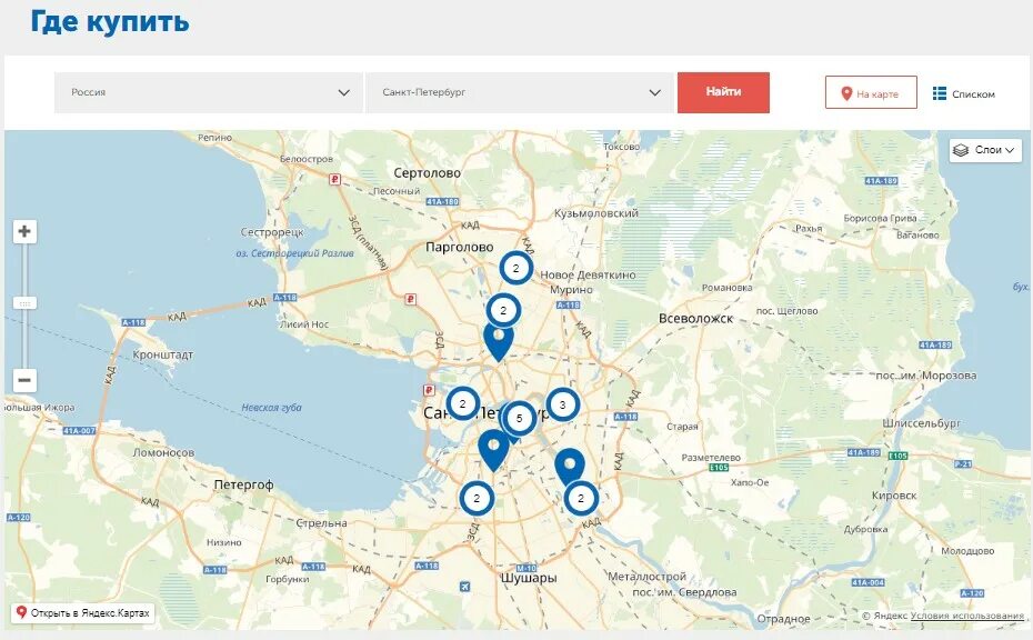 Точки продаж в санкт петербурге. Карта СПБ.