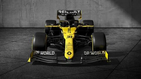 Обои Гоночный автомобиль Renault RS20 2020 года на сером фоне.