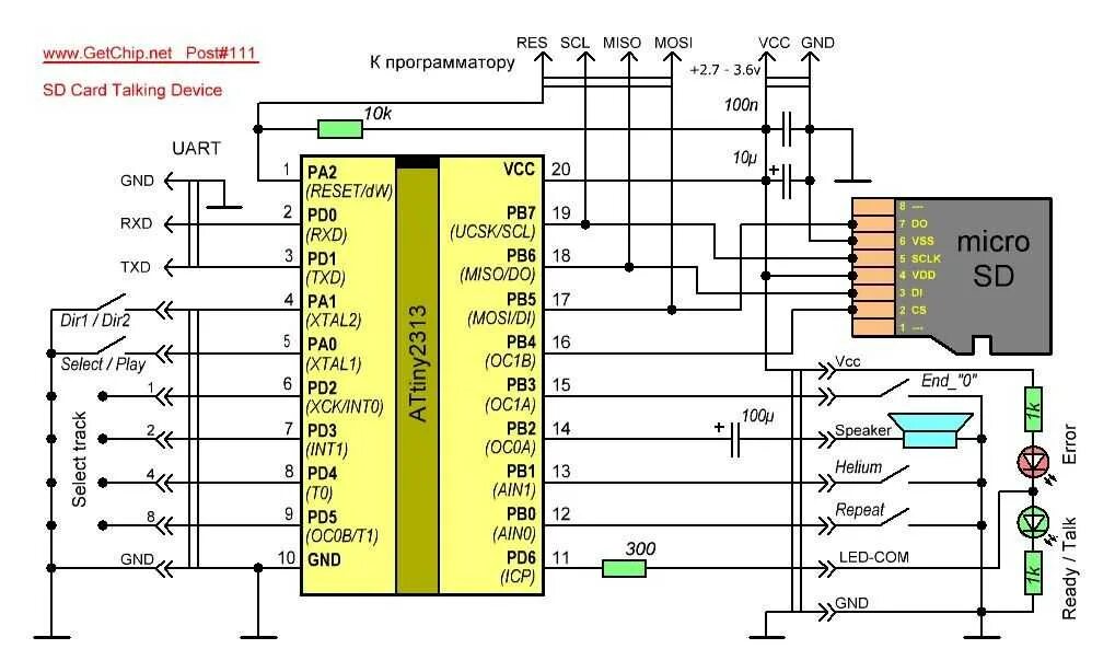 Прошивка микро. Схемы на микроконтроллер attiny2313. Микроконтроллер AVR tiny 2313. Распайка MICROSD карты. Attiny2313 схема включения.