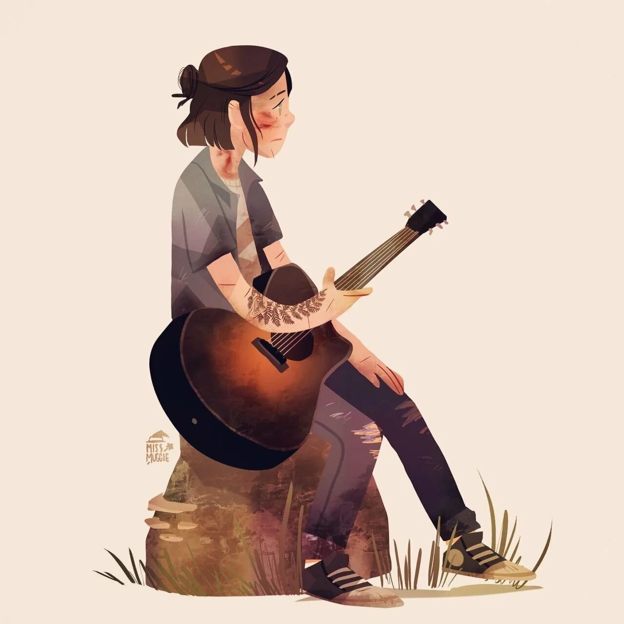 Last of us 2 гитара. The last of us 2 элли арт с гитарой. tlou 2 элли с гитарой.