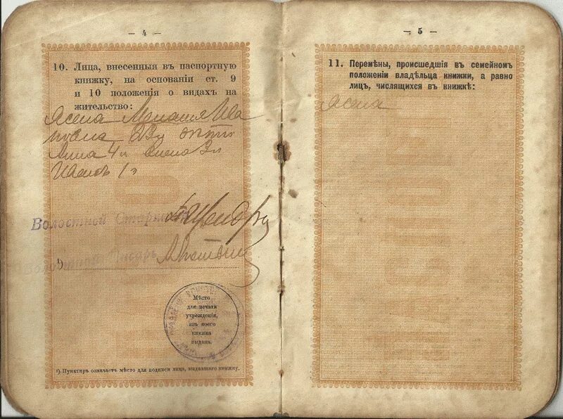 Внести паспортные. Паспортная книжка Российской империи 19в.
