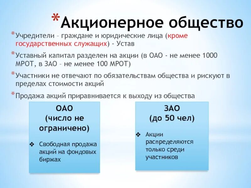 Акционерное общество. Учредители АО. Учредители ОАО И ЗАО. Уставный капитал ЗАО. Ооо стало учредителем