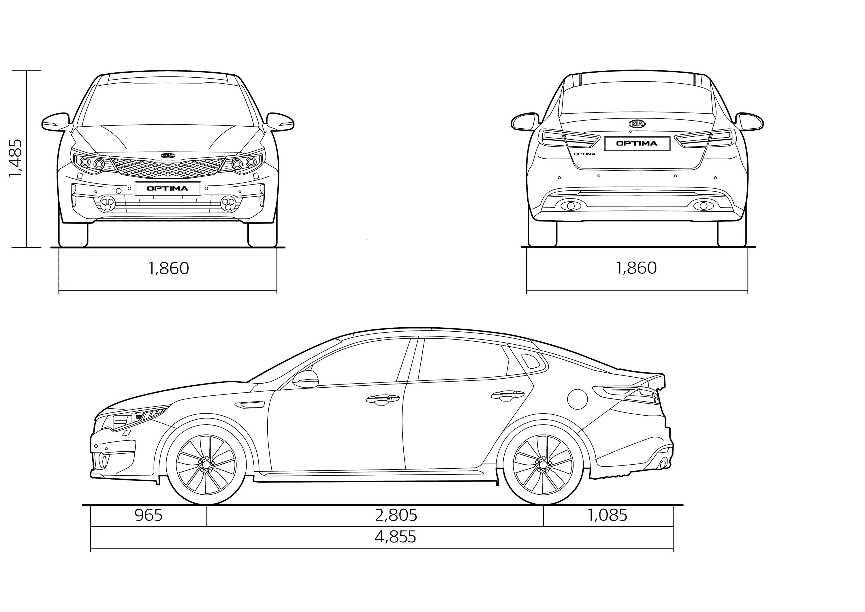 Габариты киа рио. Kia Optima чертеж. Габариты Киа Оптима 2017 года. Киа Оптима 2018 чертеж. Kia Rio Blueprint.