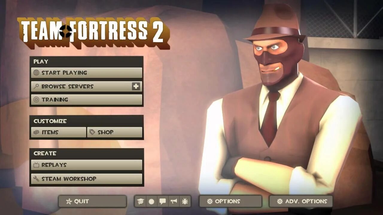 Как сделать в тим фортресс. Тим фортресс 2 главное меню. меню тф2. team fortress 2 старое главное меню. меню для tf2.
