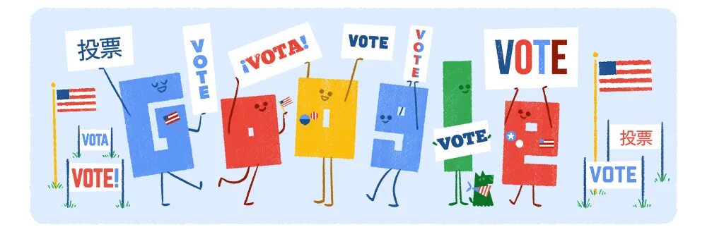 Go votes. Google rebranding. Election Day. Google rebranding 2023.