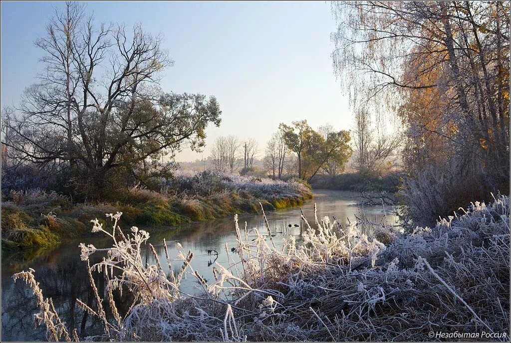 Новый Иерусалим река Истра. Первые заморозки река. Осень заморозки река.