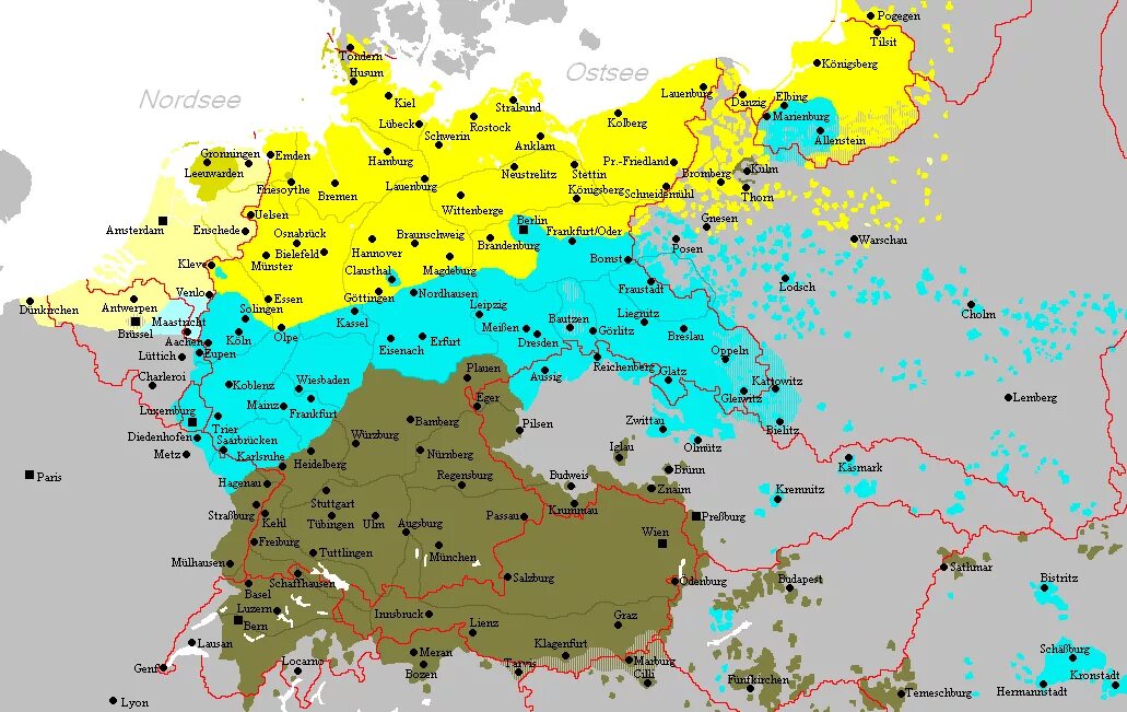 Плотность германии страны. Карта немецких диалектов. Карта диалектов немецкого языка. Этническая карта Германии. Этническая карта немцев.