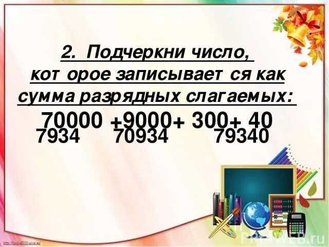 Какое число записано как сумма разрядных слагаемых. Как подчеркнуть разрядные слагаемые. Число как подчеркивается. Сумма разрядных слагаемых 40.