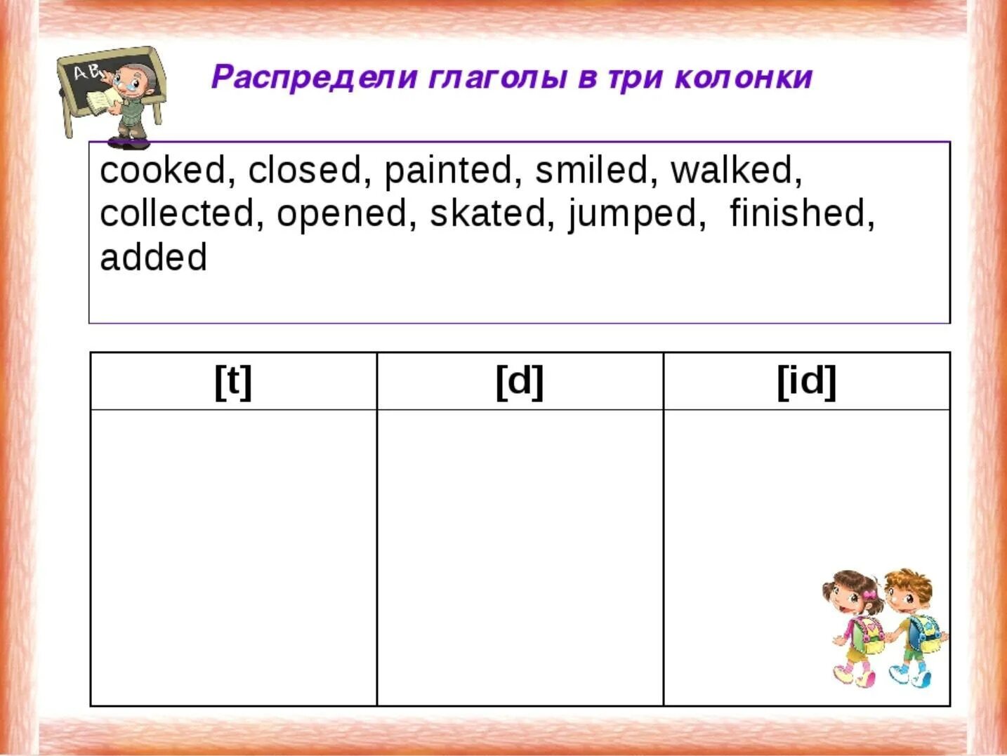 Упражнение на чтение окончания ed past simple. Past simple окончание ed упражнения. Past simple окончания глаголов. Окончание ed в английском языке упражнения. Распределите глаголы по группам глаголы прошедшего