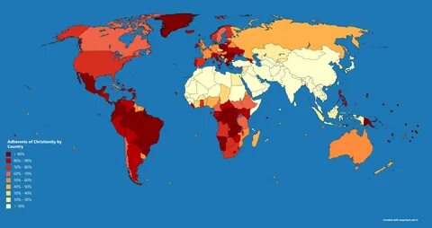 Наиболее прочные позиции христианства сохраняется в странах