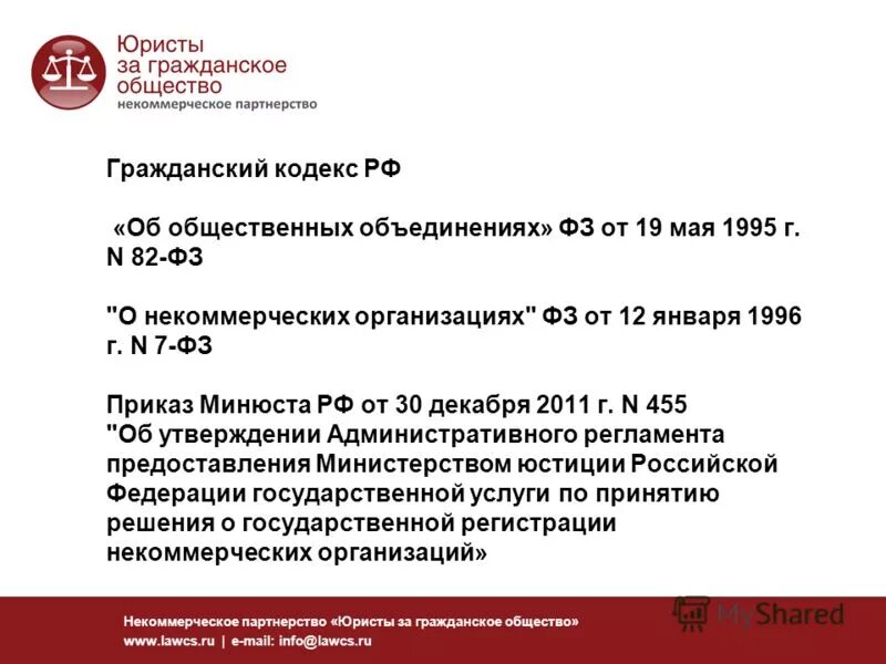 Фз 82 от 19 мая 1995. Юристы за гражданское общество. Некоммерческое партнерство. Некоммерческие партнерства презентация. Названия некоммерческих партнерств.