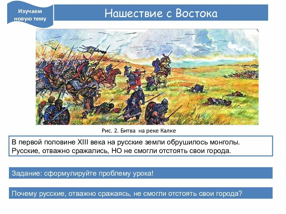 Нашествие батыя презентация 4 класс. Нашествие с Востока 6 класс. Нашествие с Востока таблица. Нашествие на Русь с Востока. Презентация на тему битва на реке Калка.