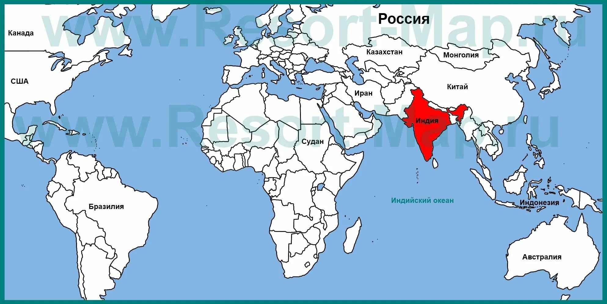 Индиа где находится на карте. Индия на мировой карте.