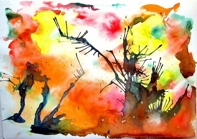 Фрактальная монотипия леа-тути лившиц. Красивые картинки акварелью. Акварель 7 цветов. Акварель 7. 7 акварель.