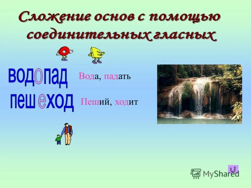 вода падать сложные слова