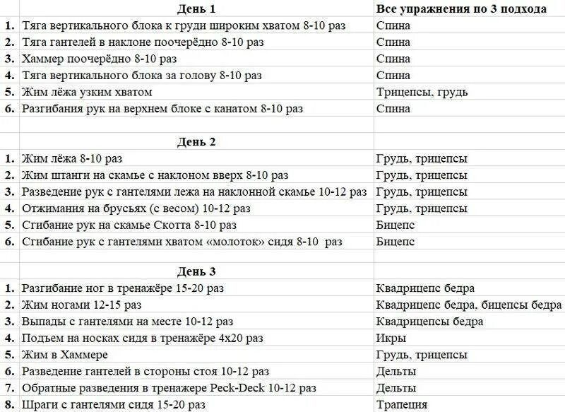 Программа тренировок в тренажерном зале для мужчин 3 раза. Программа тренировок в тренажерном зале для мужчин 3 раза на массу. 3 Дневная программа тренировок для набора мышечной массы. Тренировочные программы в тренажерном зале мужчине. 2 раза в неделю хотя