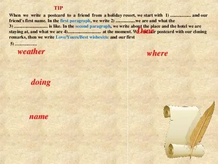 Write a postcard to a friend