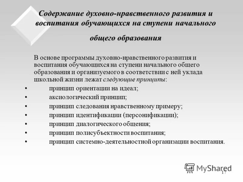 Содержание духовного воспитания