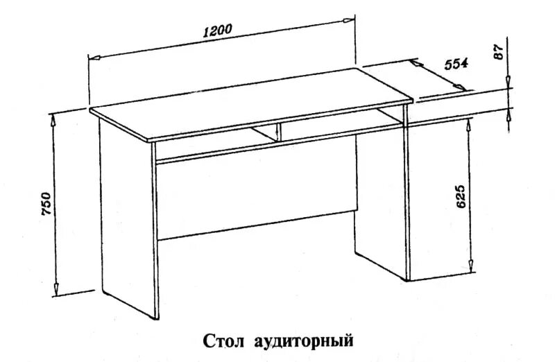 Чертеж стола с размерами