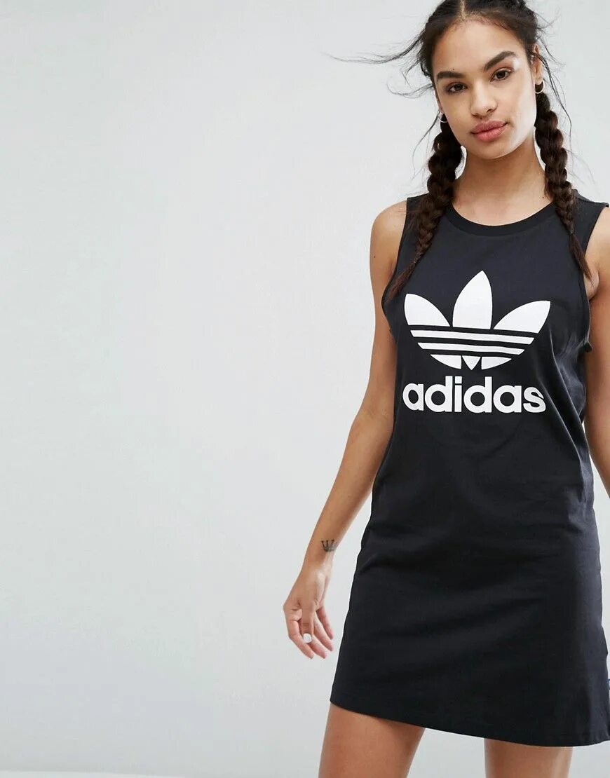 Спортивные длинные футболки. Платье adidas Originals Tank Dress. Платье Dress adidas Originals чёрное. Платье адидас Ориджиналс. Черное платье адидас ориджинал.