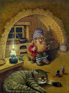 Домовой сидит