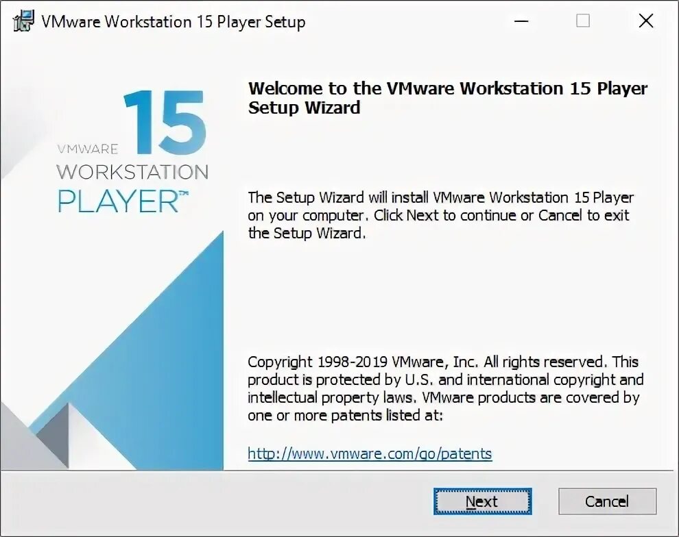Setting up player. Vmware workstation player. vmware player. setup wizard.