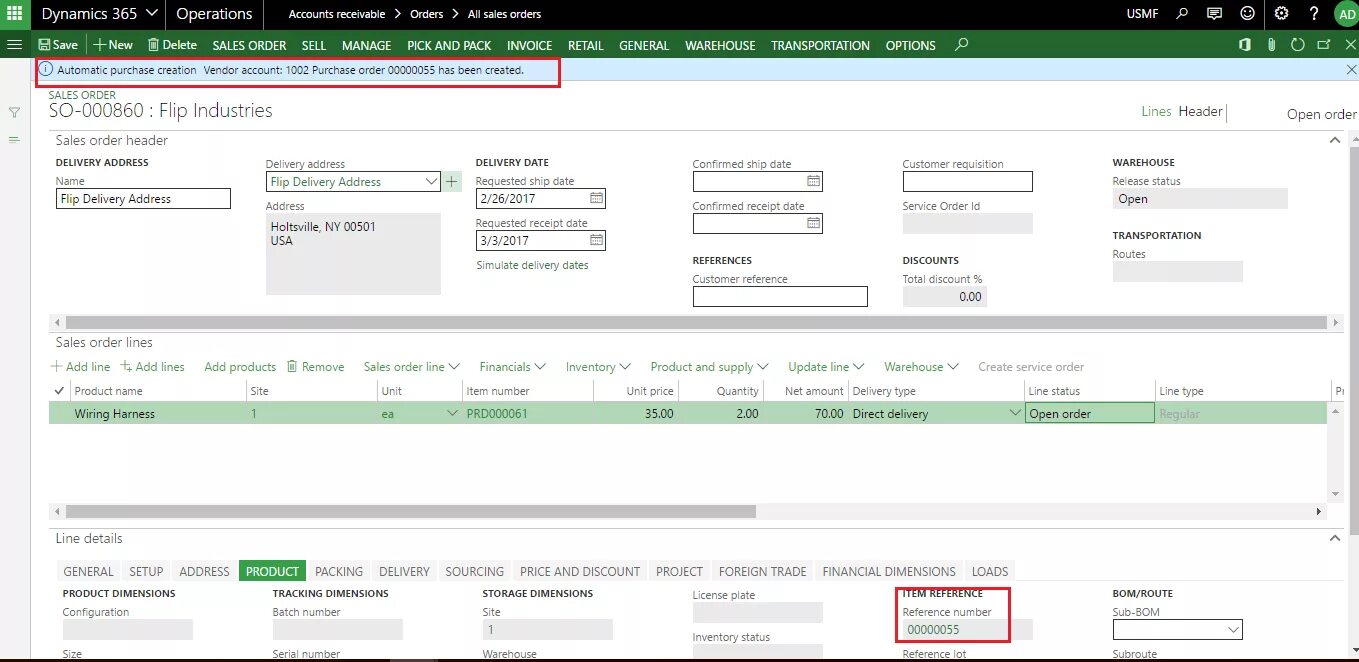 Status order has been. Dynamics 365 finance and operations. status line. order price unit.