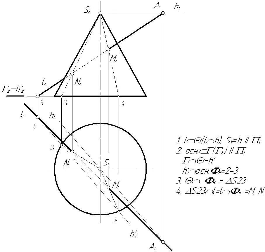 Точки пересечения прямой с поверхностью. Пересечение прямой и конуса Начертательная геометрия. Пересечение прямой с плоскостью Начертательная геометрия. Точки пересечения прямой с поверхностью конуса. Пересечение прямой с конусом.