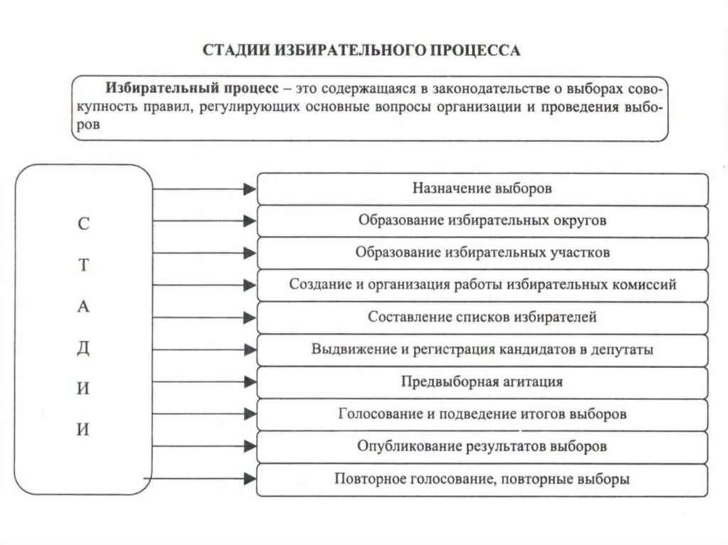 Стадии избирательного процесса в РФ. Выборы и избирательный процесс