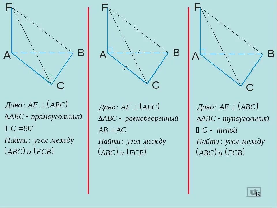 Найти угол аск. Угол между прямой и плоскостью треугольника. Угол между CD И плоскостью ABC. Af перпендикулярна (ABC) ABC прямоугольный угол с 90. Угол между прямой и прямоугольный.