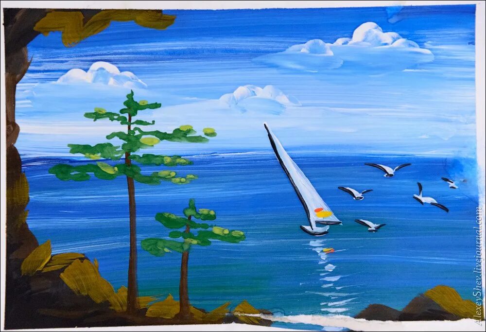 Морской пейзаж 6 класс. Рисование морской пейзаж. Правополушарное рисование. Пейзаж для детей. Море рисунок.