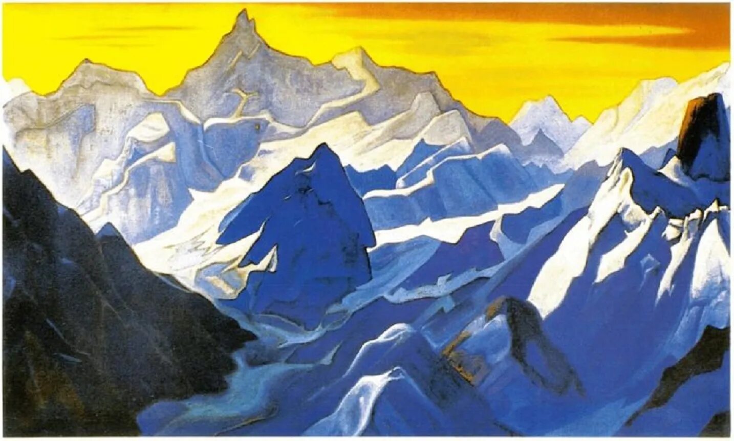 картина рериха нанда деви. горы название картины. художник гималаи рерих. николай рерих гималаи голубые горы. николай рерих канченджанга гималаи.