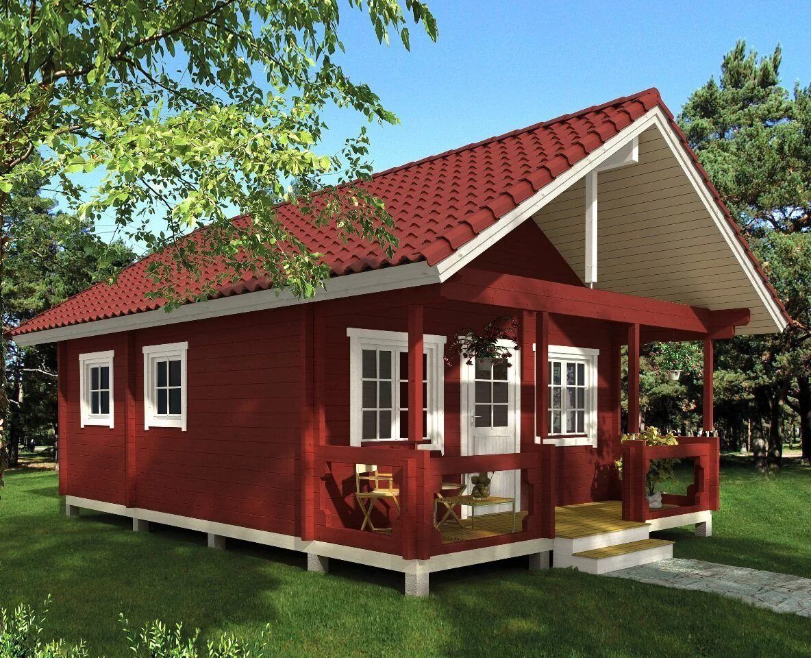 Маленький домик. Красный дачный домик. Маленький красный дачный домик. Сборные дома.