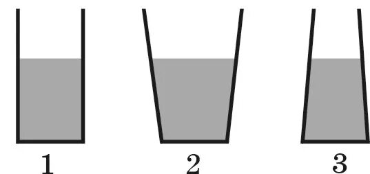 Три сосуда с водой. Давление воды в сосудах с одинаковой площадью дна. Давление жидкости на дно сосуда. Три жидкости налиты в сосуд.