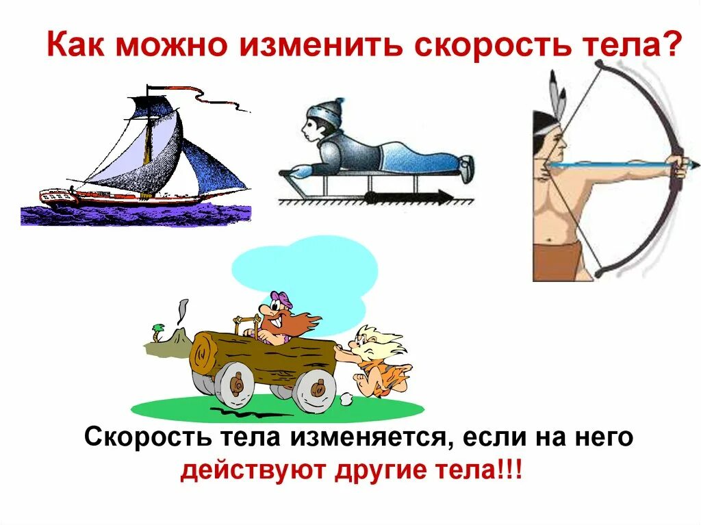 В результате чего происходит изменение скорости тела. Как можно изменить скорость тела. примеры изменения скорости тела. как можно изменить скорость тела приведите примеры. скорость тела изменяется если на него действуют другие тела.