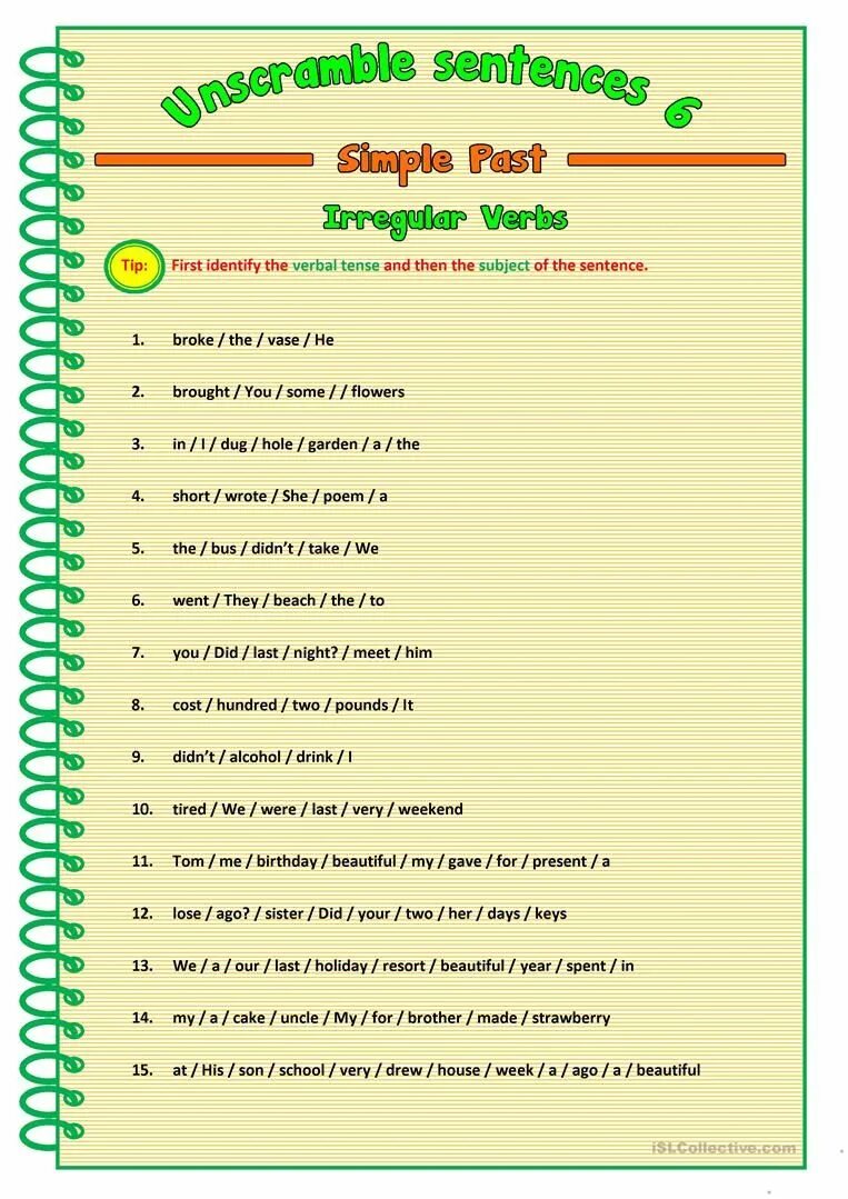 Make up sentences using the verbs enjoy. Past simple tense sentences. unscramble the sentences present simple. scrambled sentences past simple. sentences for past simple.