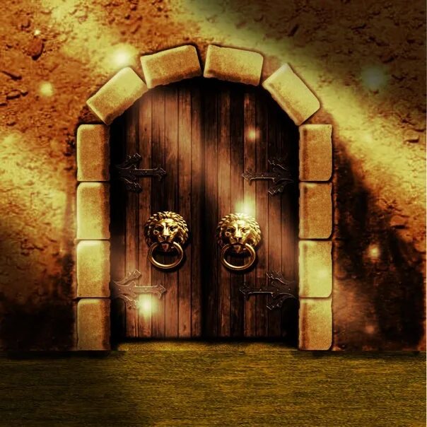 Сказочные ворота. Сказочная дверь с замком. Ворота замка. Сказочные ворота с замком. Откройте дверь в золотую пещеру