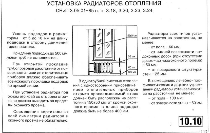 Установка радиаторов отопления правила монтажа. Нормы установки батарей отопления. СНИП монтаж батареи отопления. Нормы установки радиаторов отопления СНИП.