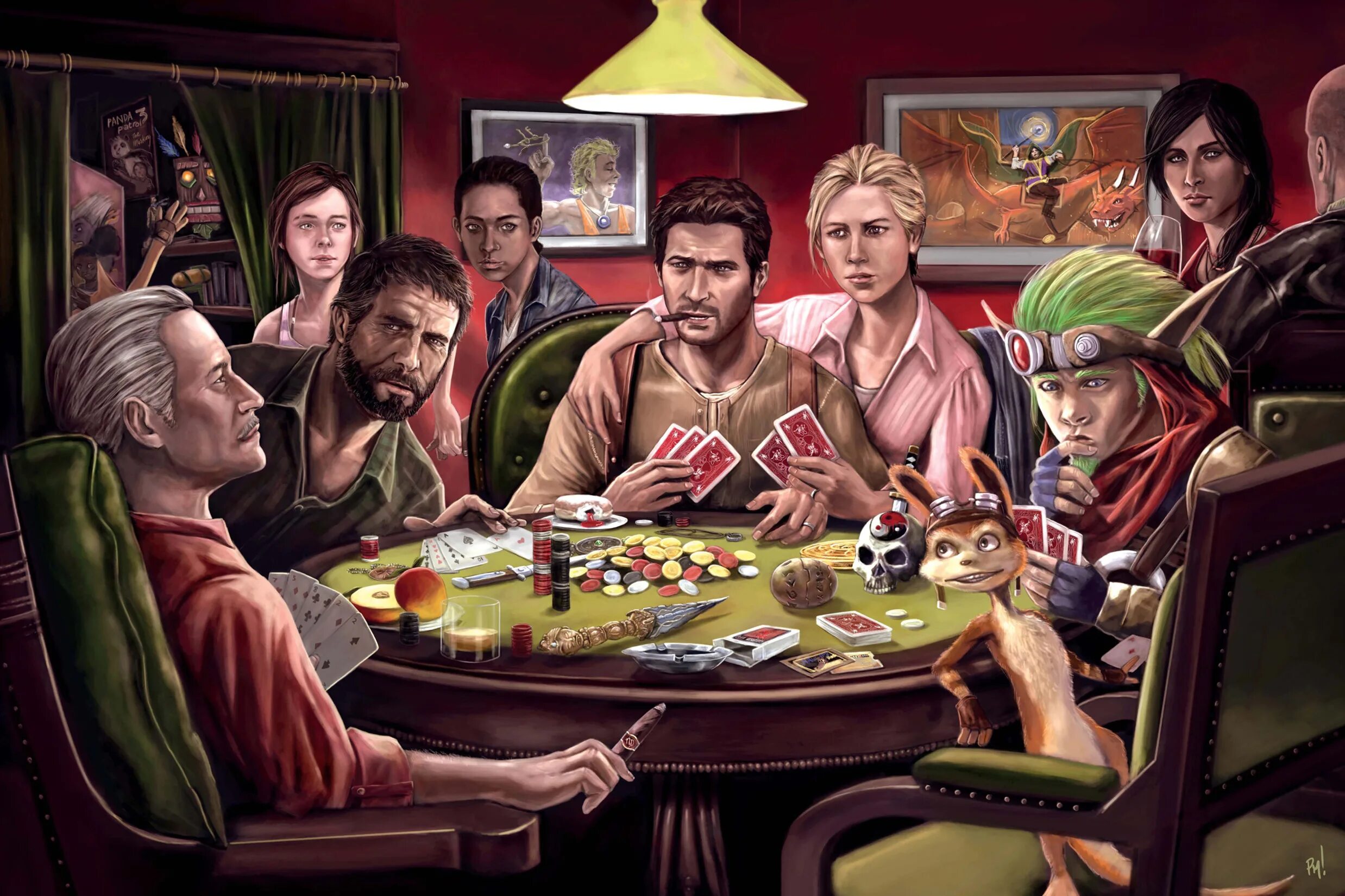 Игры командами за столом. Naughty Dog игры. Казино арты. Покер арт. Играют в Покер арт.