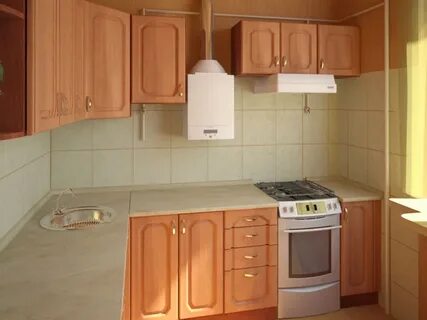 Маленькая кухня с газовой колонкой