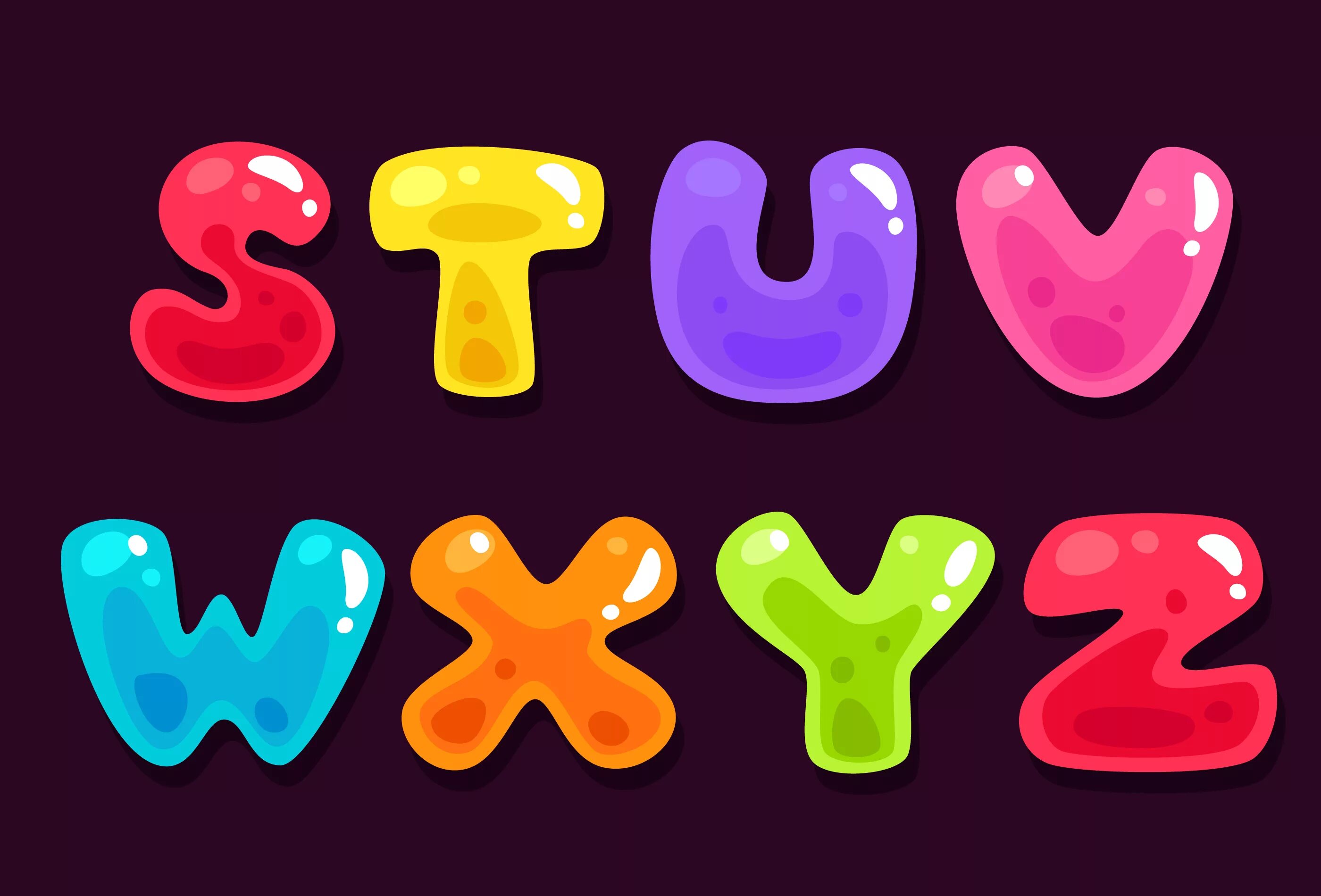 Детские шрифты. Круглые буквы объемные. Детский объемный шрифт. Разноцветные буквы.