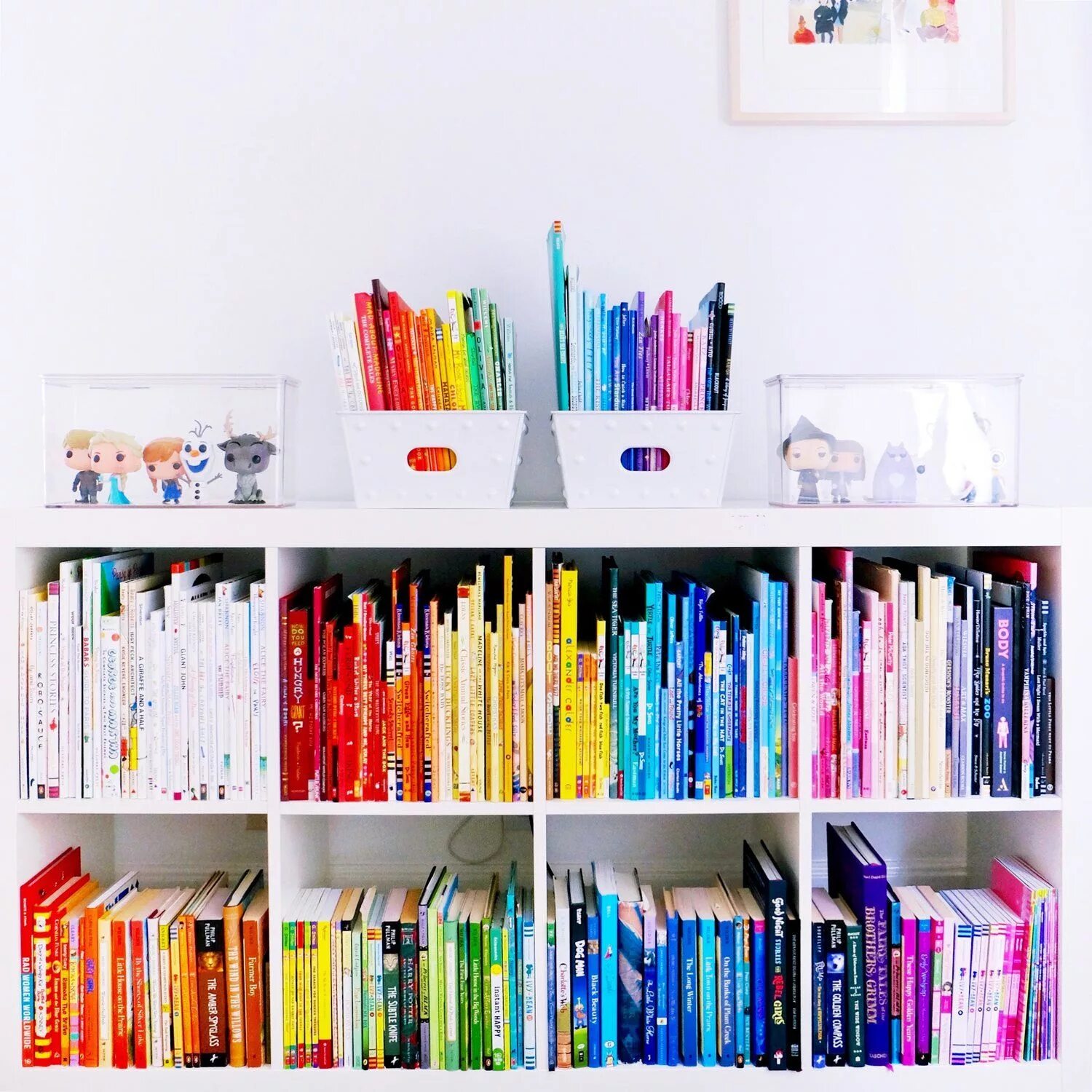 On the shelf is book the mine. Home school room books.