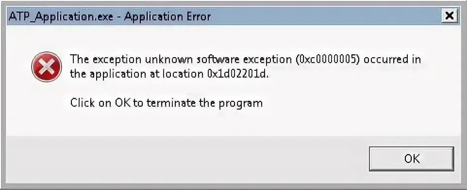 Исключение unknown exception