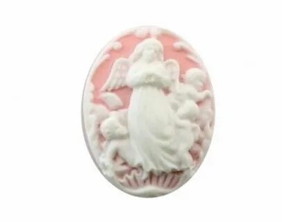 guardian angel Pink Angel with winged cherbs Cameo Resin Cameo image 0.