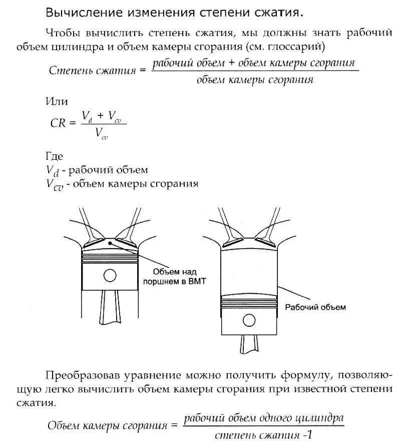 Как проверить объем двигателя. Расчёт степени сжатия двс формула. формула степени сжатия двигателя. измерение степени сжатия двигателя. как рассчитать степень сжатия двигателя.