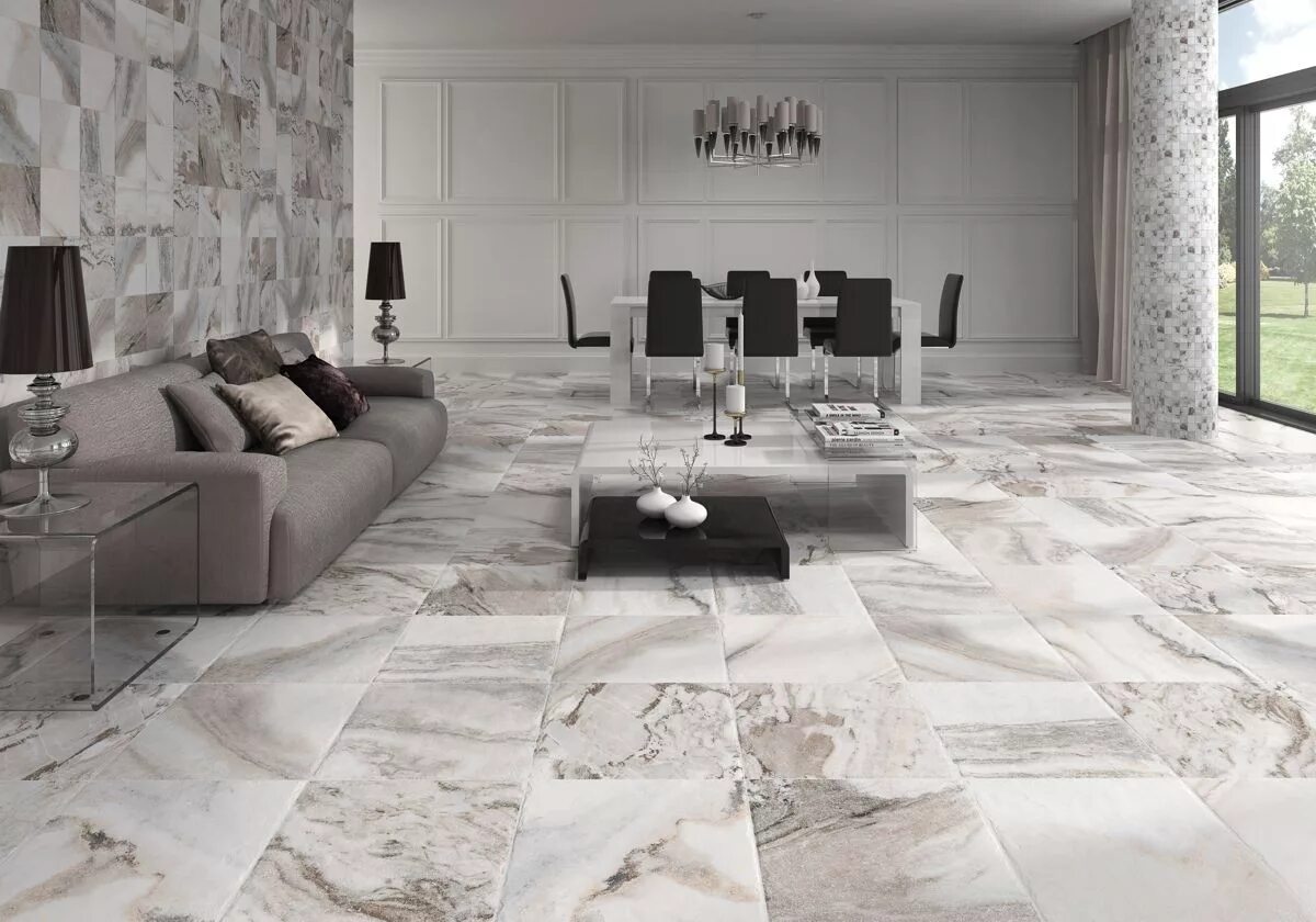 Фото плитки на полу под мрамор Caramelle Mosaic Marble: керамогранит и мозайка, Китай, купить у официального ди