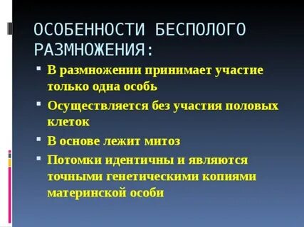 Каковы особенности бесполого