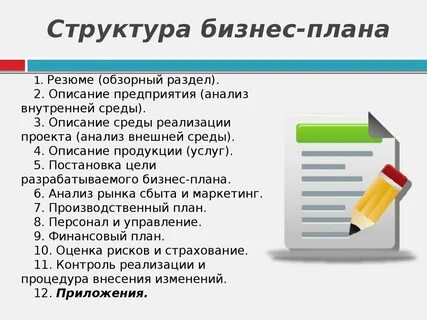 Бизнес план какие пункты